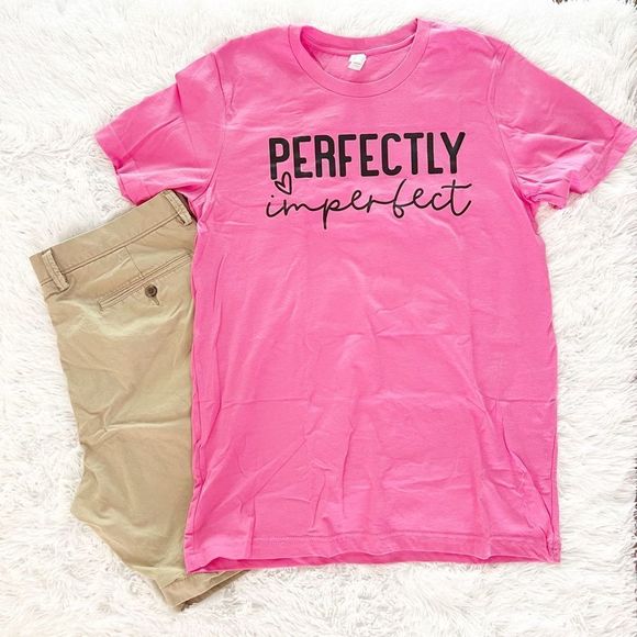 Perfectly Imperfect Fuchsia Unisex Tee - Picture 1 of 6